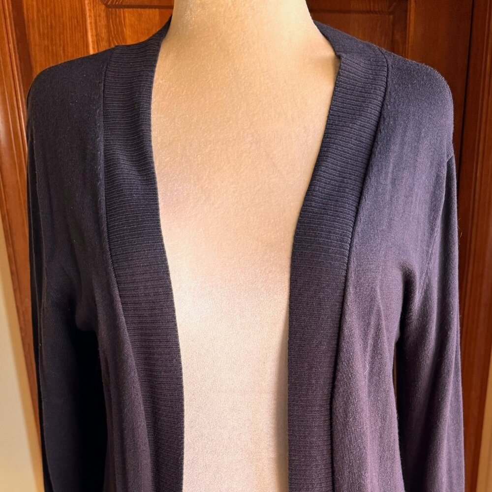 Grace Brown Rayon Blend Open Front Cardigan, Sz L EUC